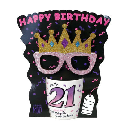 21 Birthday Mug with Glasses