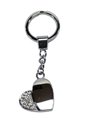 Silver  Heart Keychain with Crystals