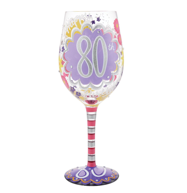Happy 80th Wine Glass