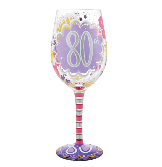 Happy 80th Wine Glass