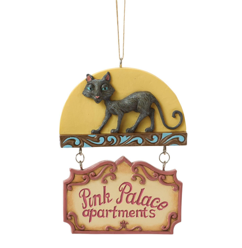 Black Cat Pink Palace Sign Ornament