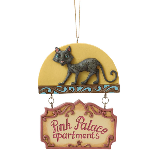 Black Cat Pink Palace Sign Ornament
