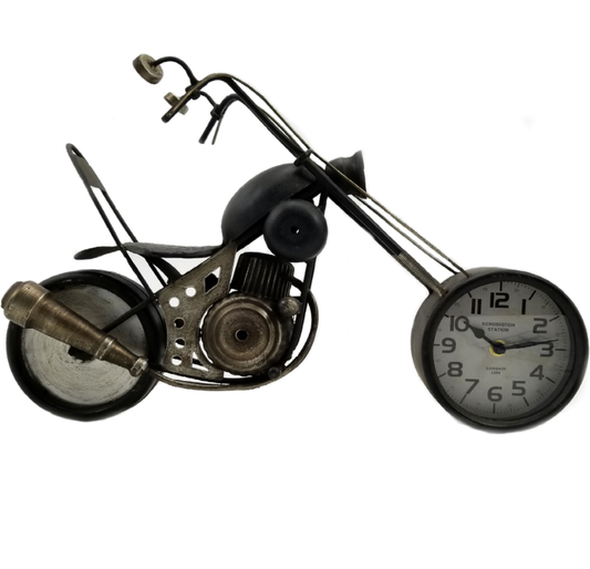 Metal Motorcycle Tabletop Clock