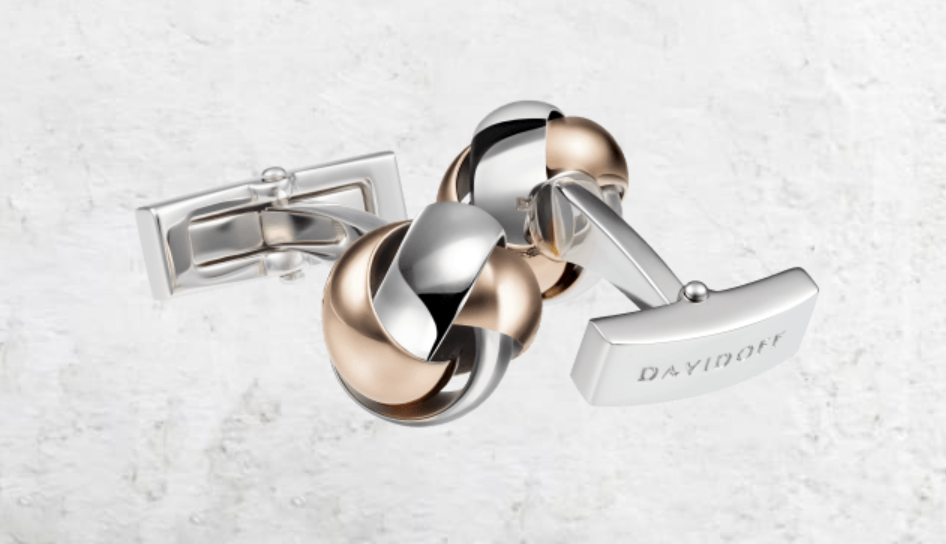 DAVIDOFF ESSENTIALS BRASS RHODIUM / RG PLATED - KNOT CUFFLINK