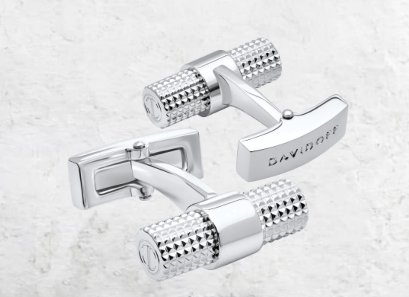 DAVIDOFF PARIS BRASS RP CLOUS DE PARIS PTRN  - BARREL CUFFLINKS