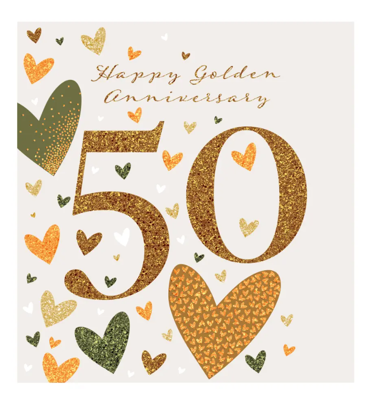 Happy golden anniversary 50 - Gold hearts
