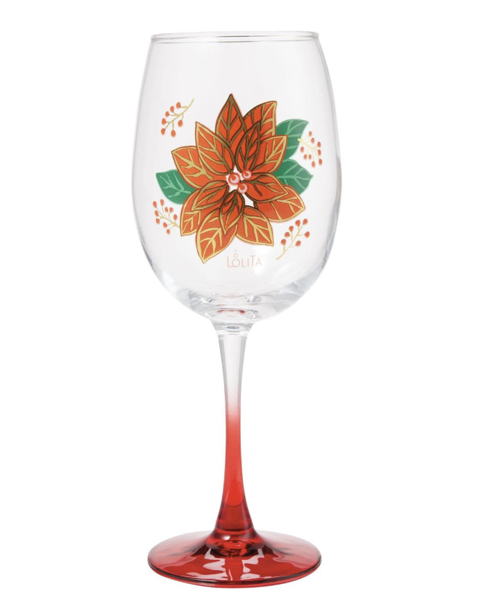 Celebrations Poinsettia Wine Glass