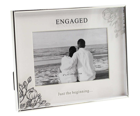 6x4" SILVER MIRROR ENGAGED FRAME 'JUST THE BEGINNING...'