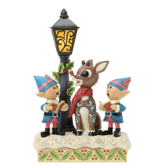 Rudolph and Elves Caroling Figurine