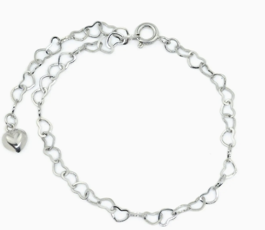 Silver Dainty Heart Chain Bracelet