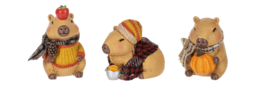 Dressed Up Fall Capybara Figurine