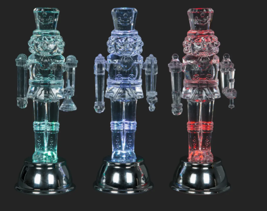5.5" Clear Acrylic Nutcracker Soldier W/Led Lights