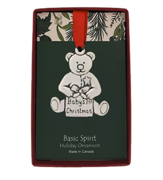 Pewter Teddy Baby's 1st Ornament