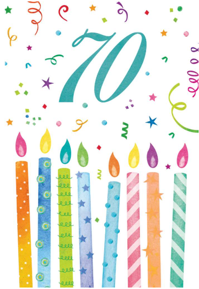 Candles and Confetti 70th Birthday Card