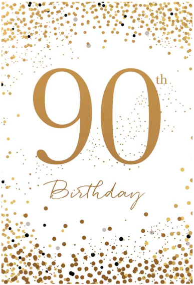 90th Confetti Birthday Card