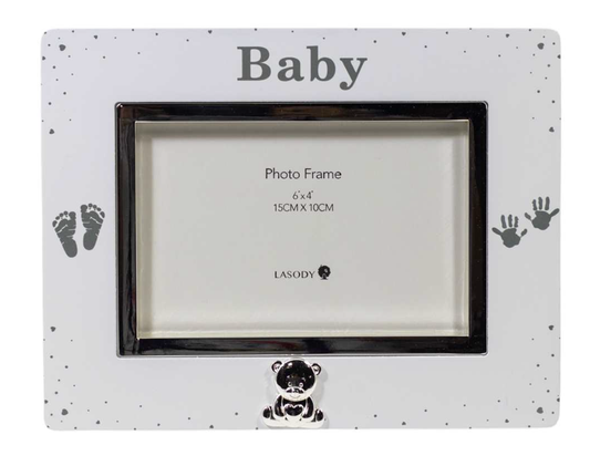 6X4" "BABY" PHOTO FRAME WITH BEAR ICON