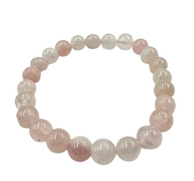 Gemstone 8 mm Round Bracelet-Rose Quartz