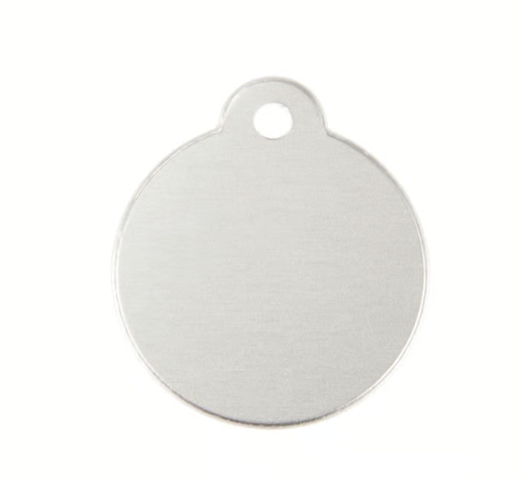Round Tag Silver Aluminum Anodized 25mm (Includes Engraving)