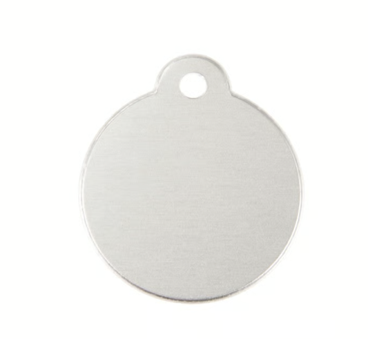Round Tag Silver Aluminum Anodized 25mm (Includes Engraving)