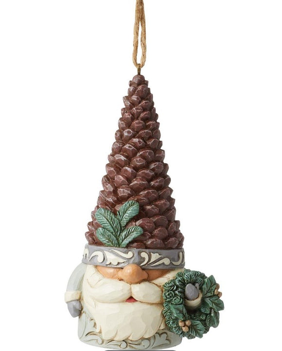 White Woodland Gnome with Pinecone Hat