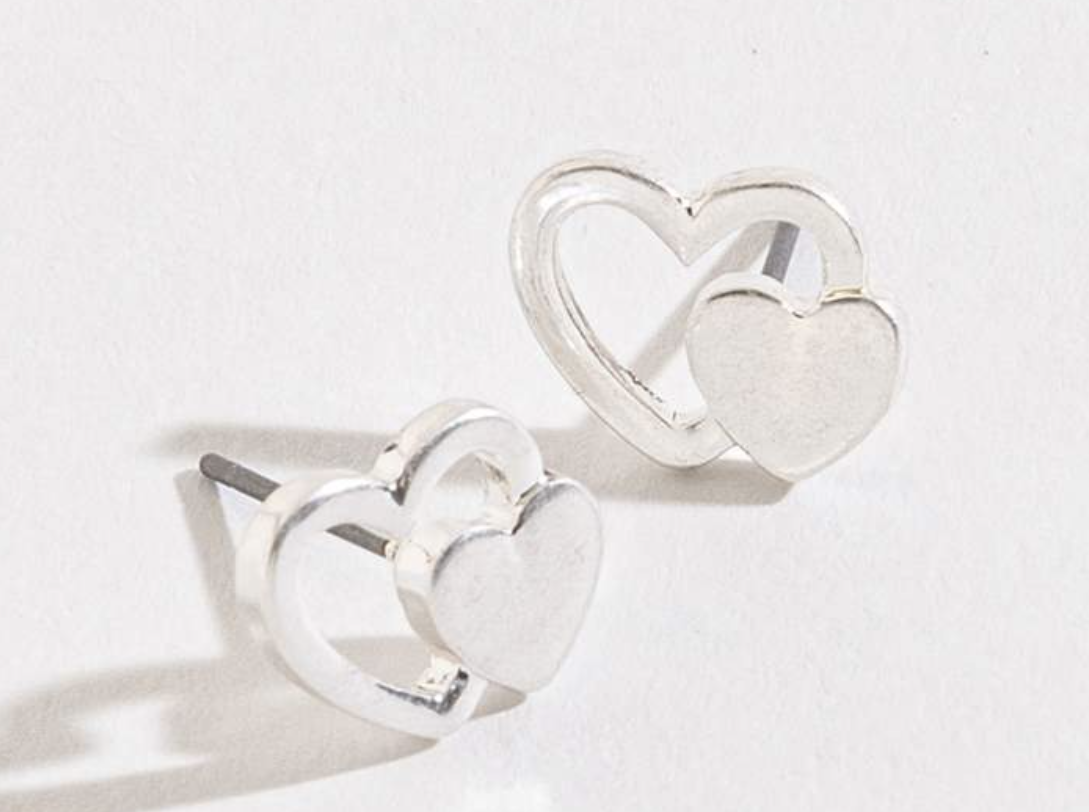 Double Heart Stud Earrings