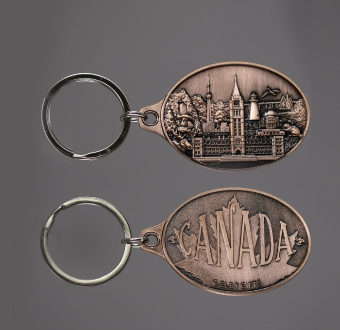 Double Sided Canada Keychain - Copper