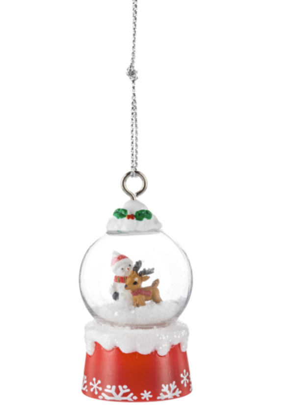 Globe Ornament - Snowman and Reindeer Holly