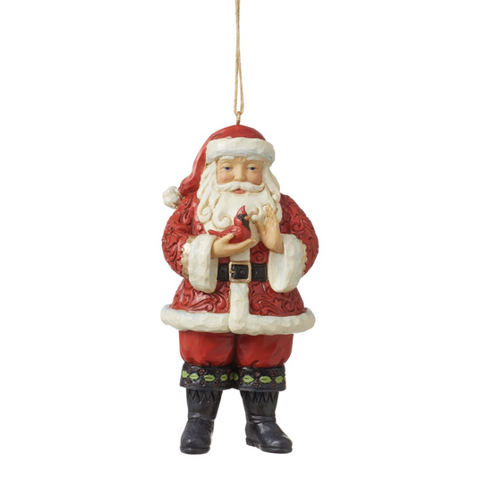 Santa with Cardinal in Hands Ornament