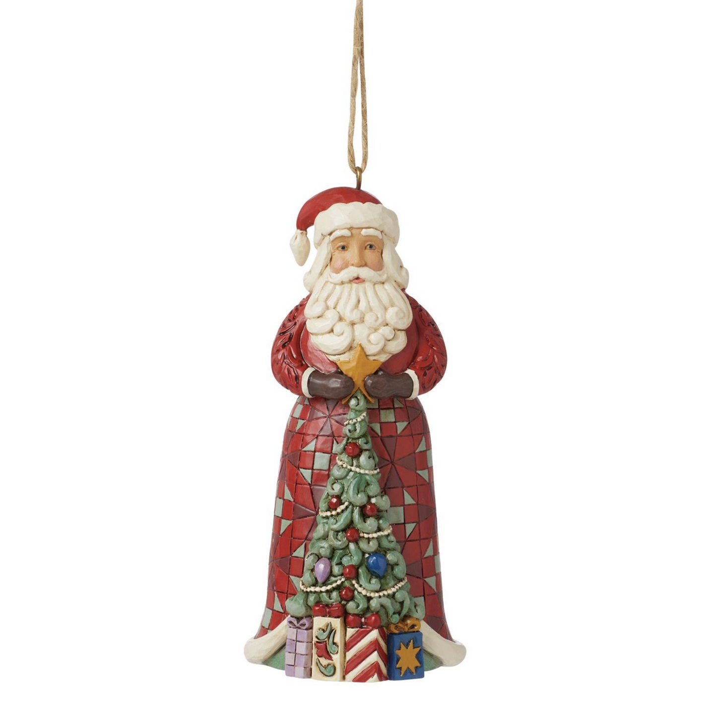 Santa with Tree in Skirt Ornament