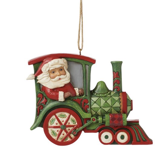 Santa in Train Ornament