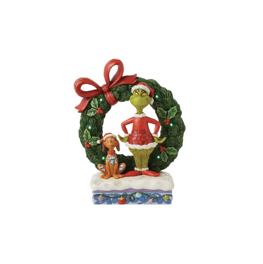 Grinch & Max in Wreath Figurine