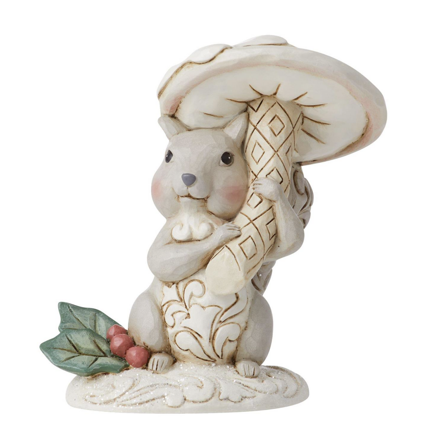 Woodland Squirrel with Mushroom Figurine