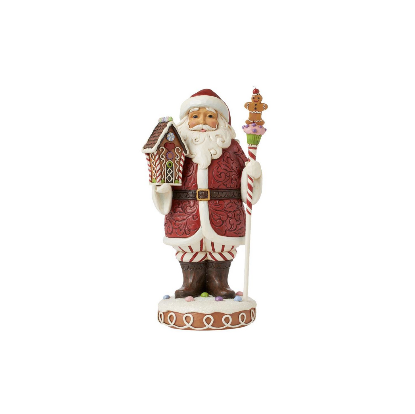 Gingerbread Santa Staff Figurine