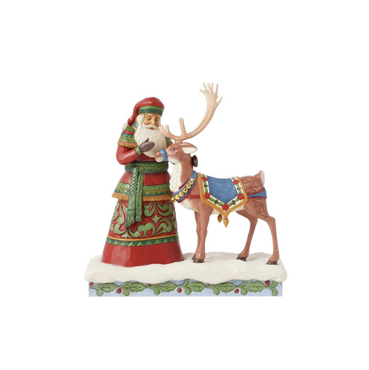 Santa Standing with Reindeer