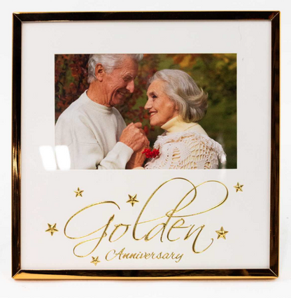 Golden Anniversary Frame w/ Stars - 6"x4"