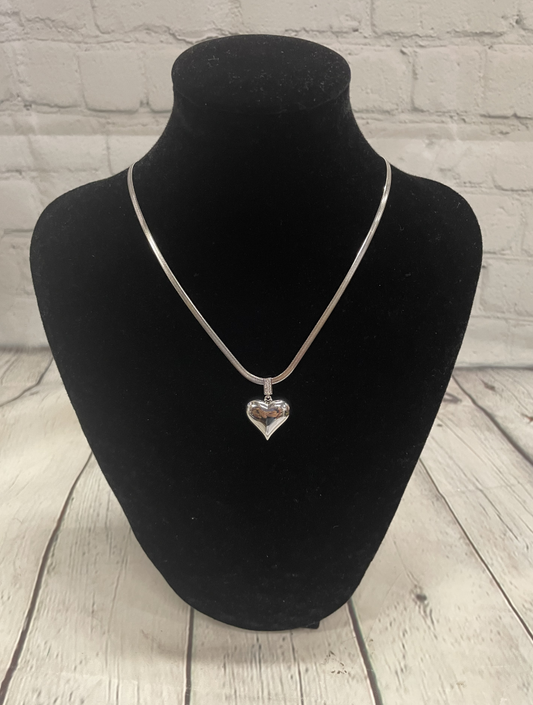 Puffy Heart Pendant and Chain