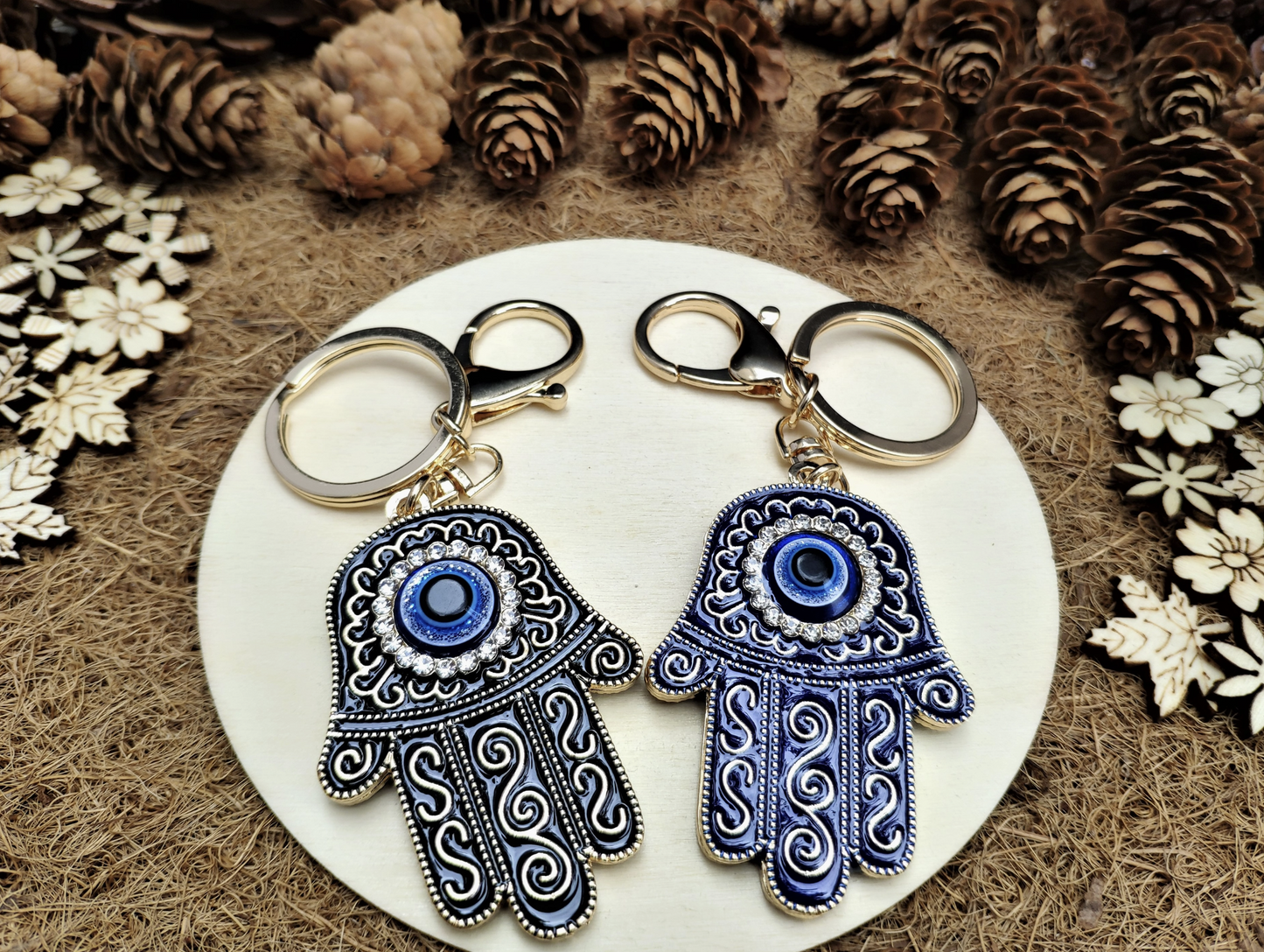 Hamsa Hand and Evil Eye Keychain