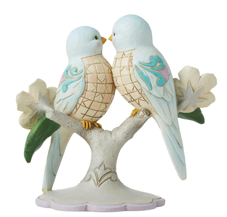 Lovebirds on Floral Branches Figurine