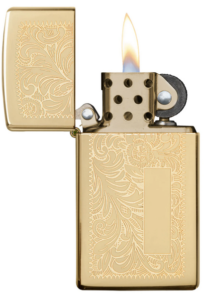 Brass Venetian Slim Zippo Lighter