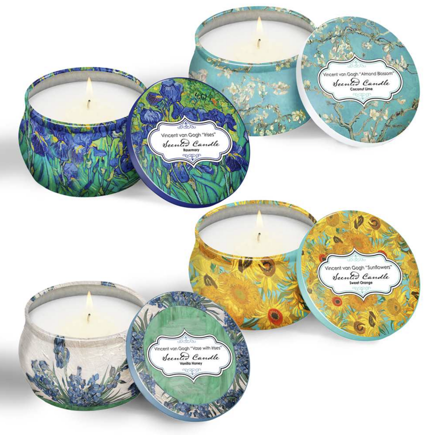 Van Gogh Flowers Candle Set of 4