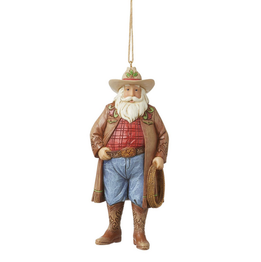 Western Santa with Cowboy Hat Ornament