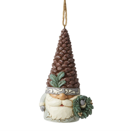 White Woodland Gnome with Pinecone Hat