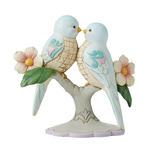 Lovebirds on Floral Branches Figurine