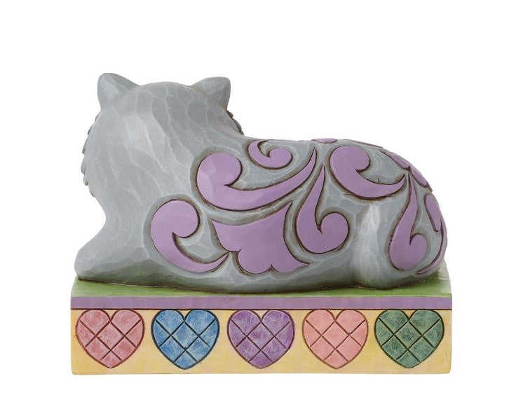 Cat Lying by Message Hearts Figurine