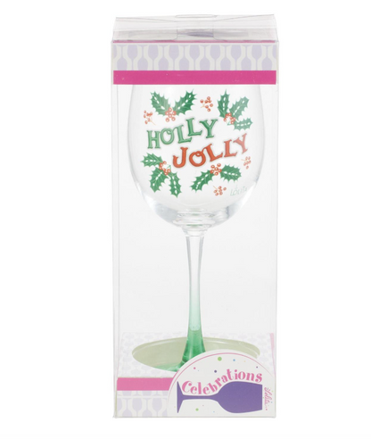 Celebrations Holly Jolly Wine Glass
