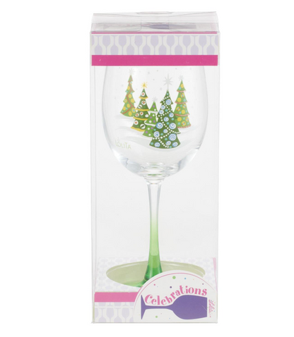 Celebrations Christmas Trees Wine Glass