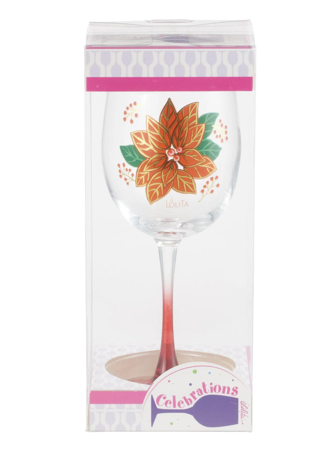Celebrations Poinsettia Wine Glass