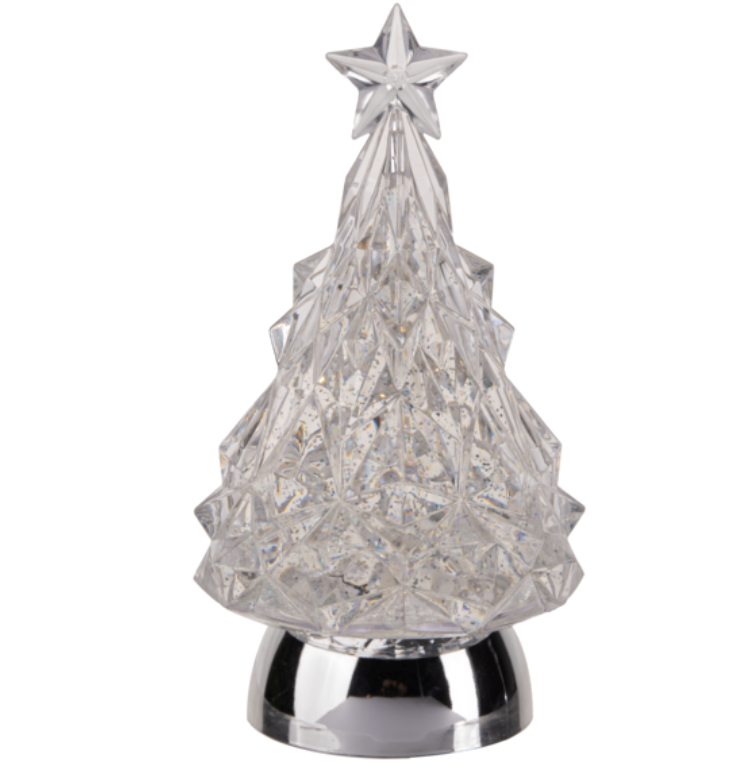 LED Light Up Shimmer Silver Tree Figurine