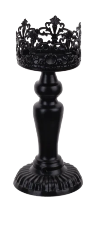 Black Scroll Pillar Holder