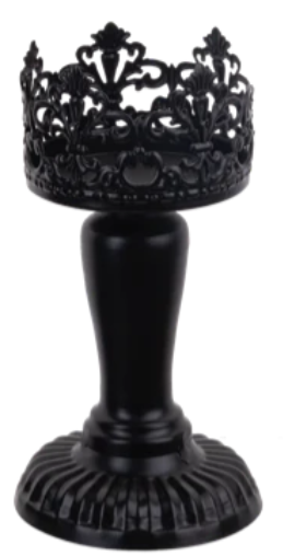 Black Scroll Pillar Holder